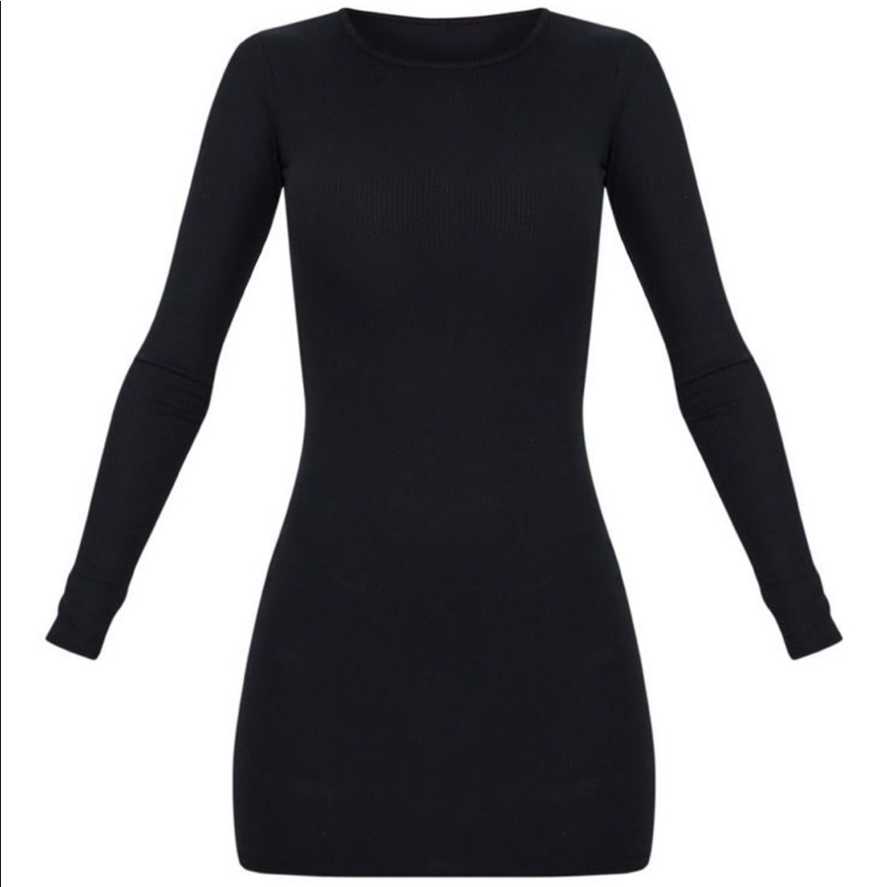 Black ribbed body con dress